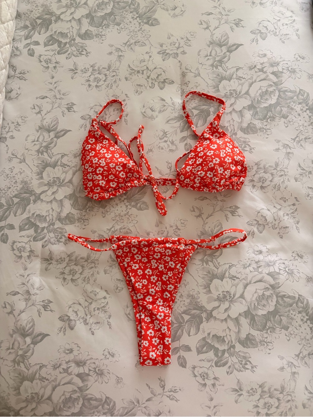 Orange Floral Bikini Set